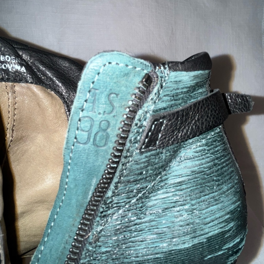A.S.98 Green Textured Wedge Boots - Picture 12 of 15